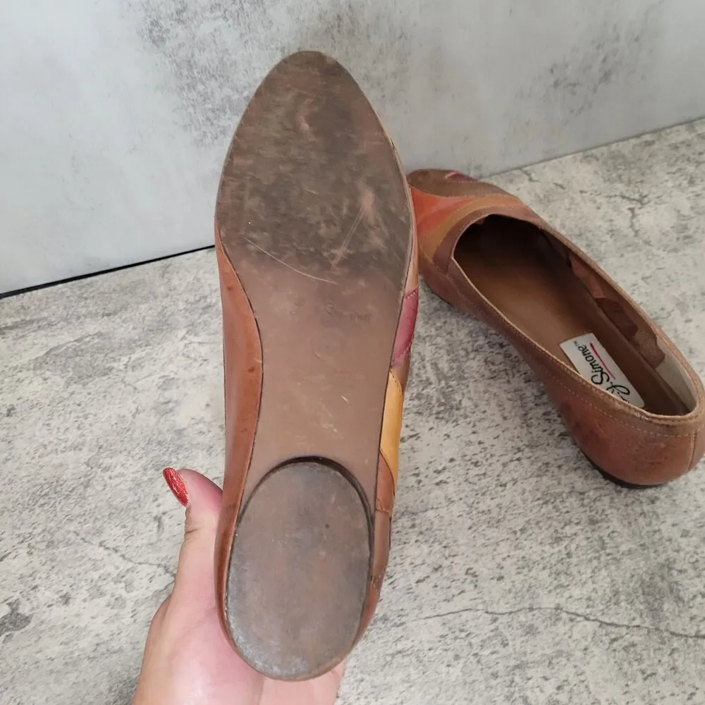 Vtg 80s Suede Rhinestone Flats w/ Ruffle Trim by L. J. Simone New York 7.5